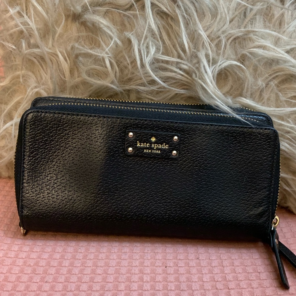 Kate Spade black zip around wallet